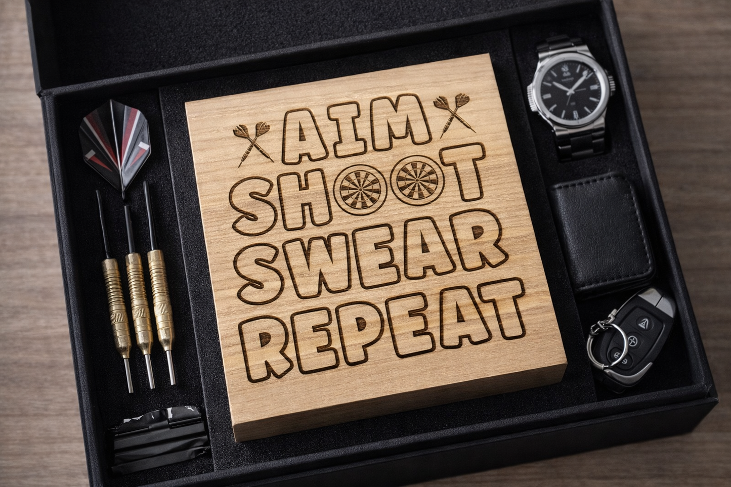 Dart player storage box for darts accessories and games room decor