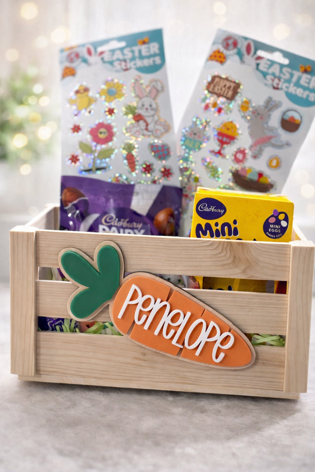 Personalised Easter Crate | Wooden Easter Basket | Custom Easter Gift Box for Kids