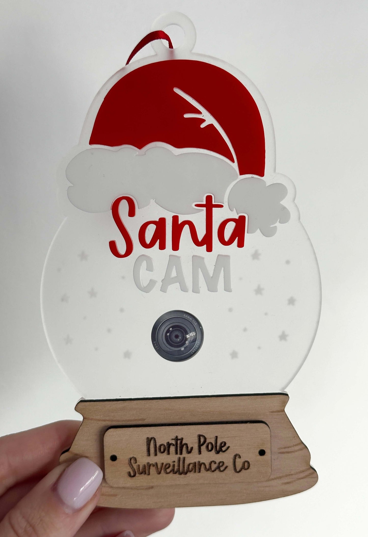 Snow globe Santa surveillance camera