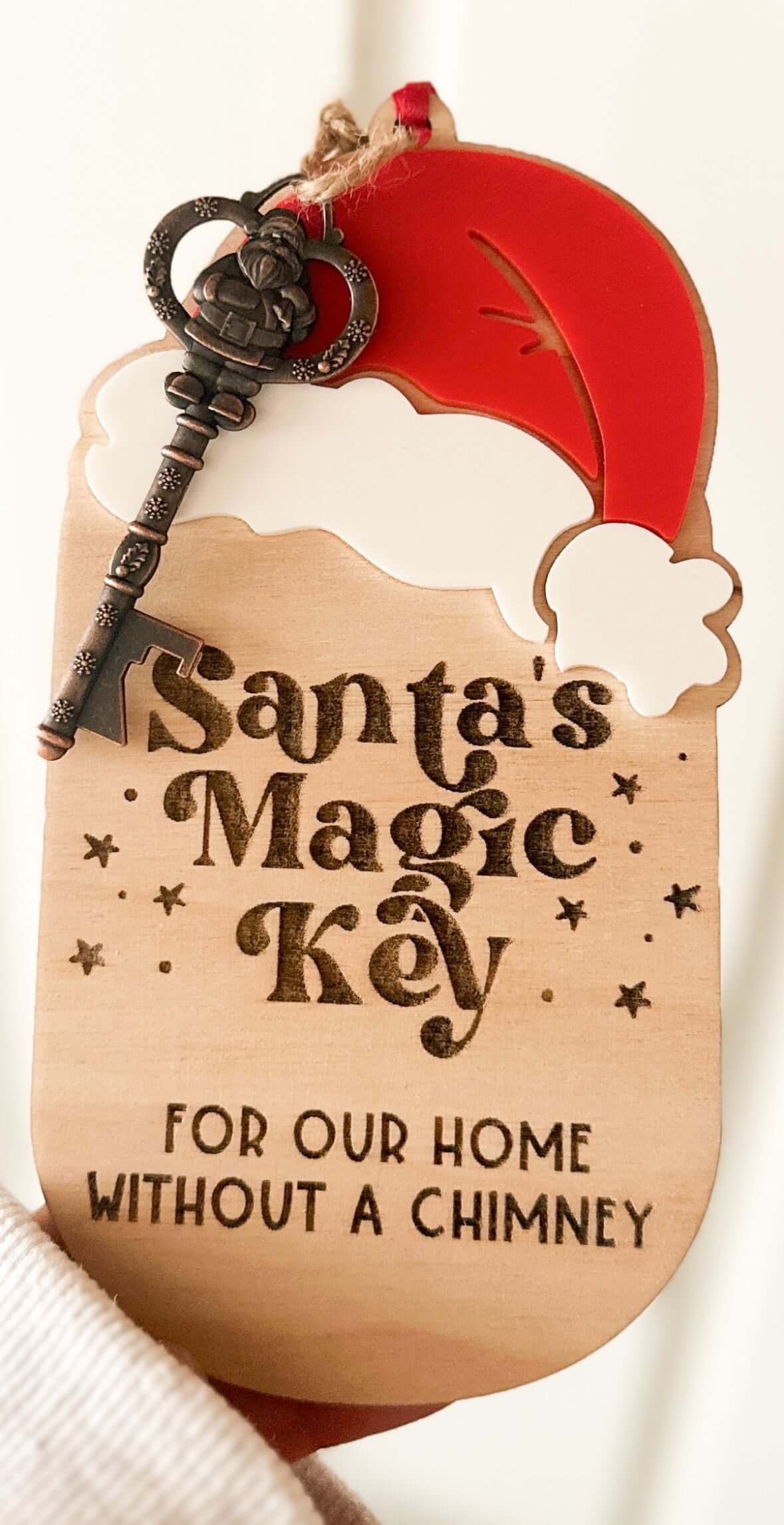 Santa's magic key, made from wood and acrylic.