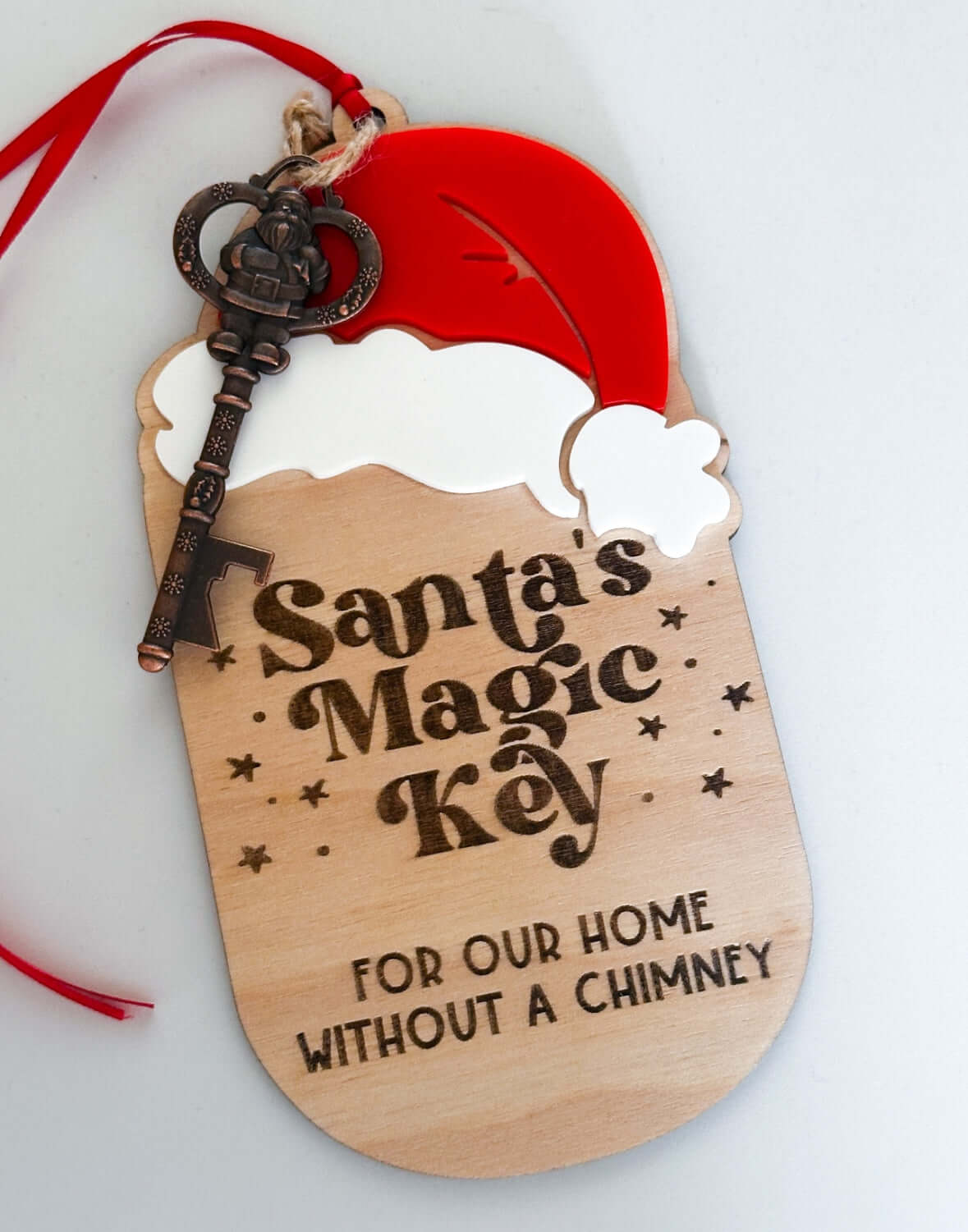 Santa's magic key, made from wood and acrylic.