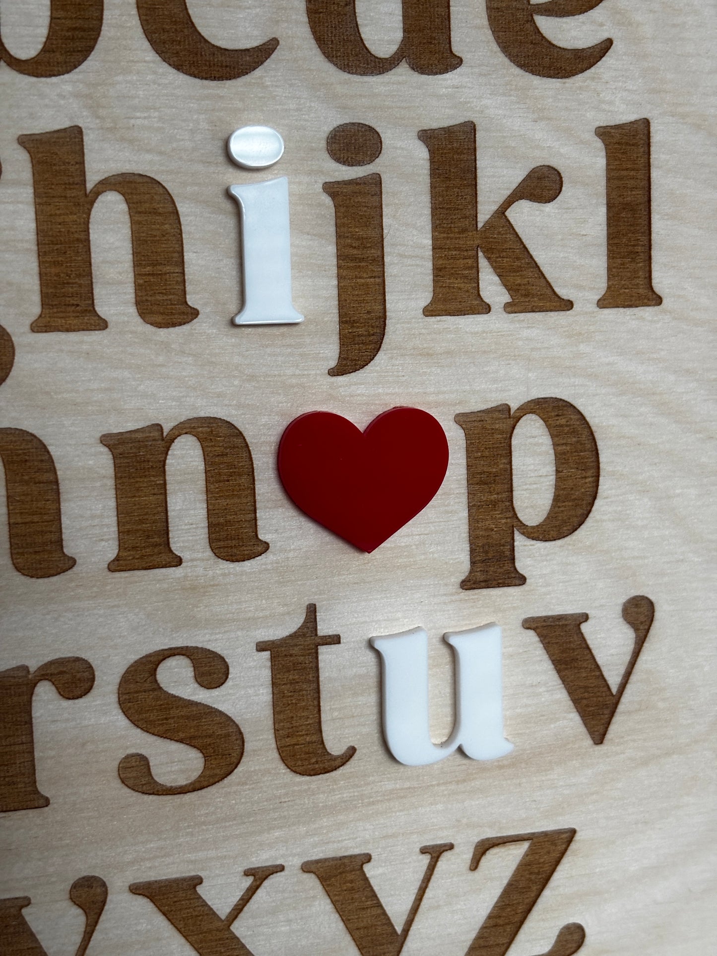 Alphabet I love you bedroom sign