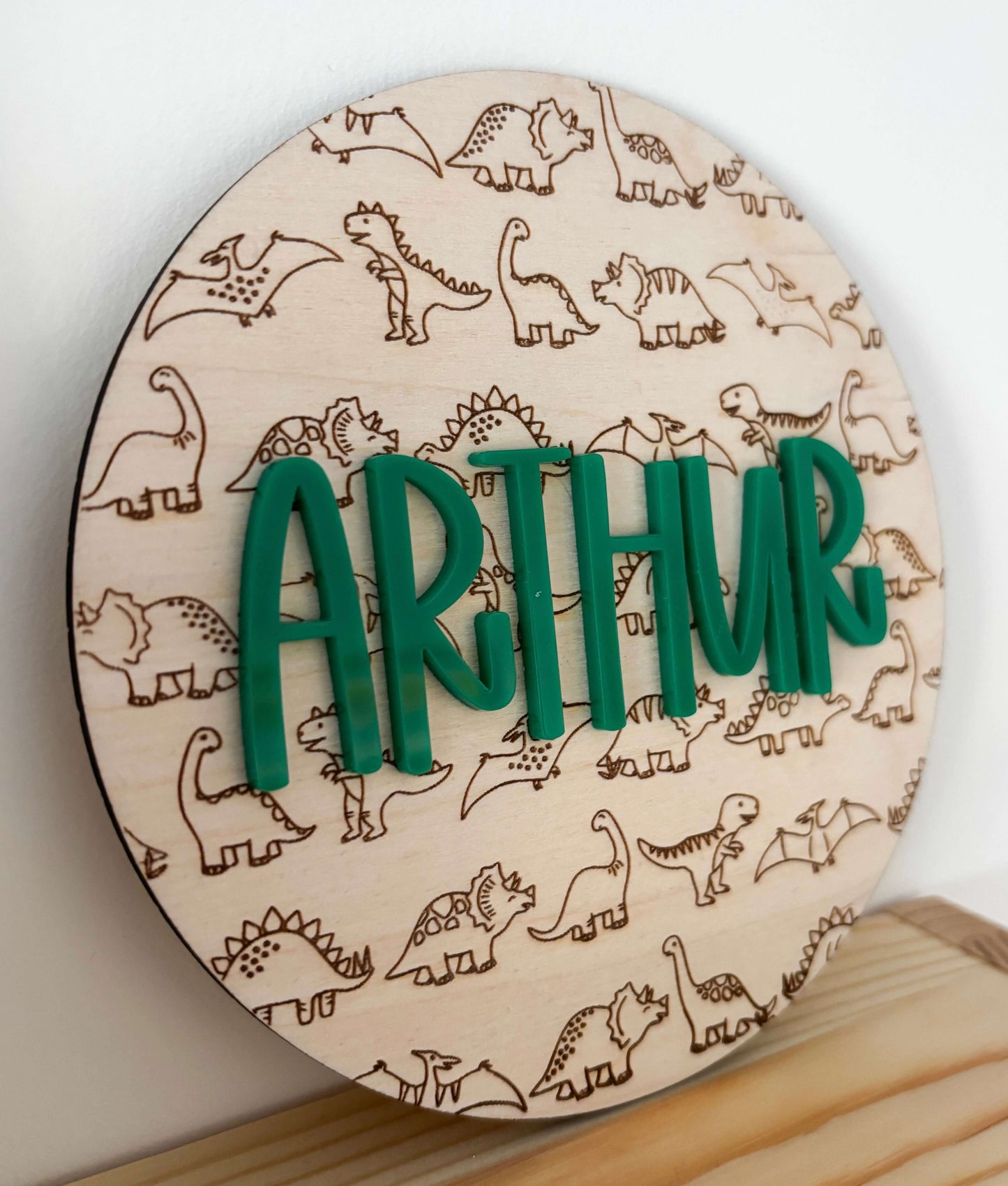 Dinosaur themed name plaque