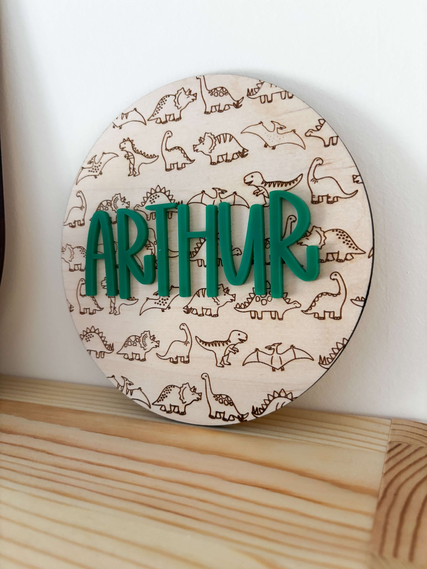 Dinosaur themed name plaque