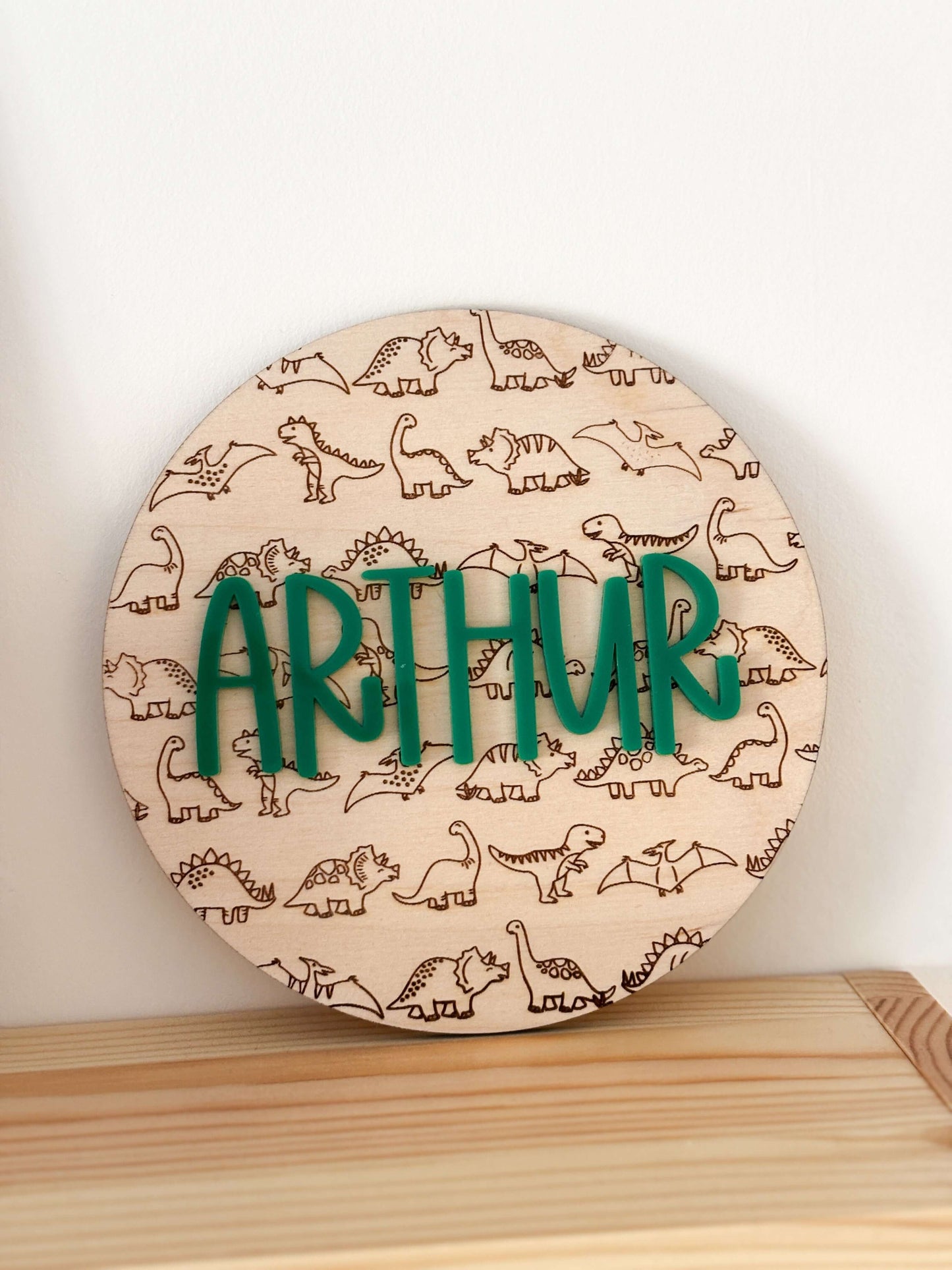 Dinosaur themed name plaque