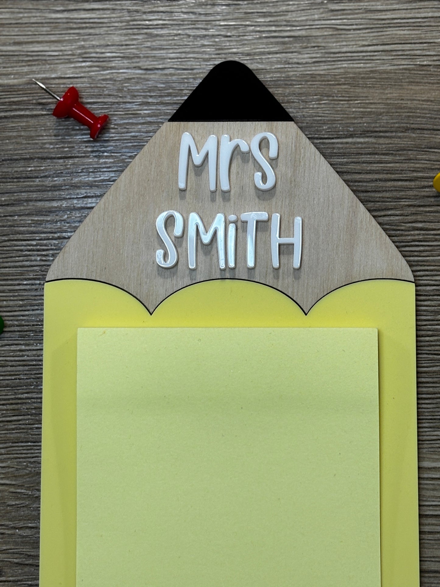 Personalised pencil post it note holder