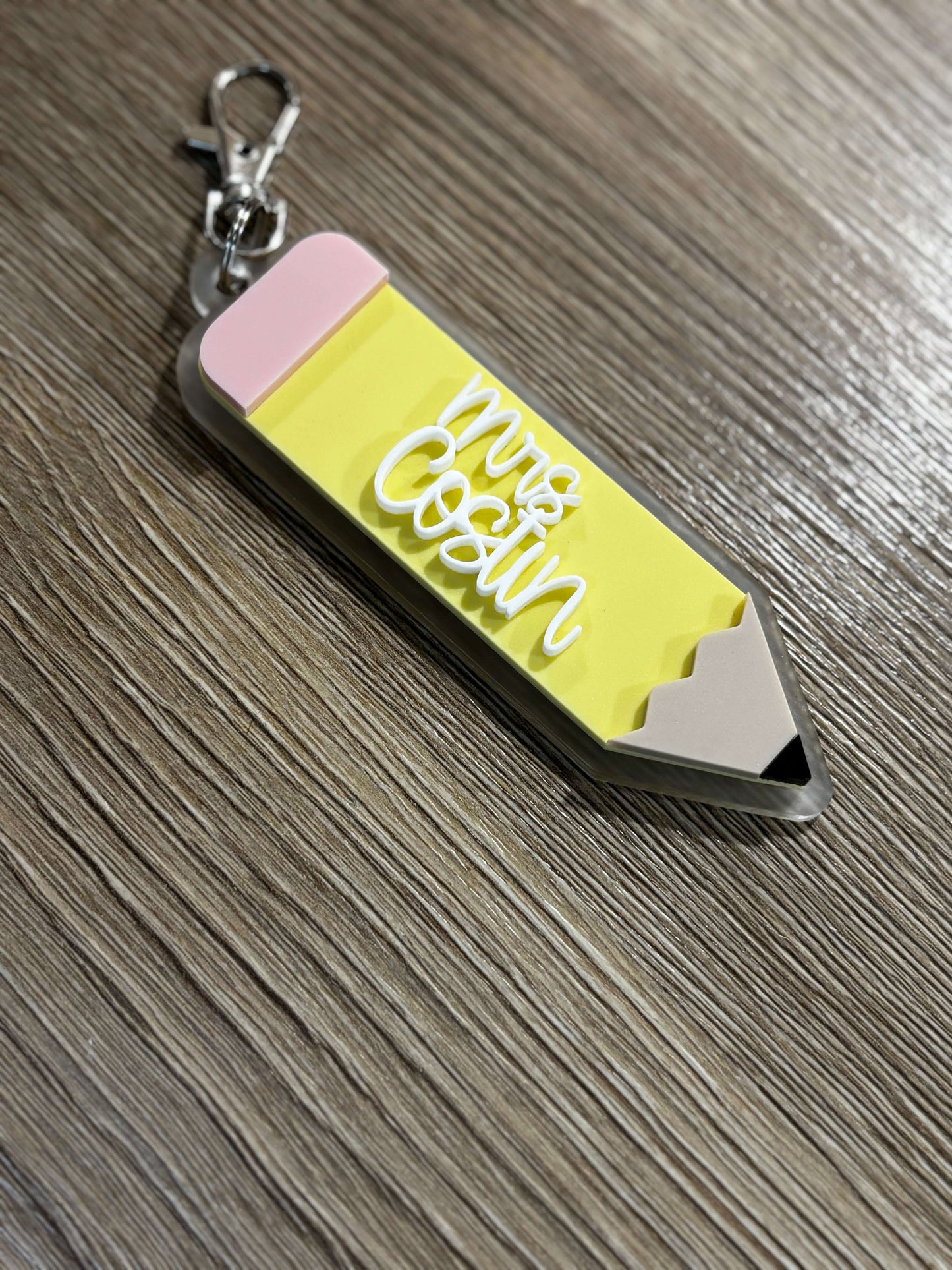 Teacher's gift, Teacher's keyring, pencil shaped keyring