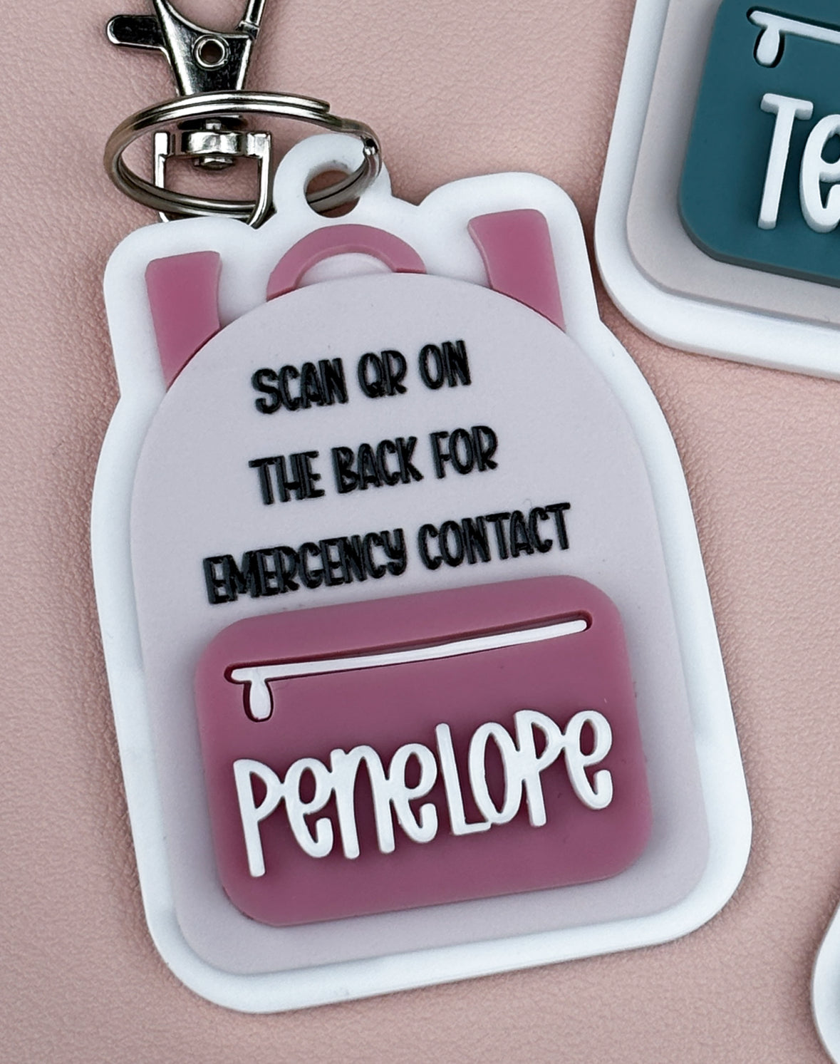 Children's emergency contact bag tags