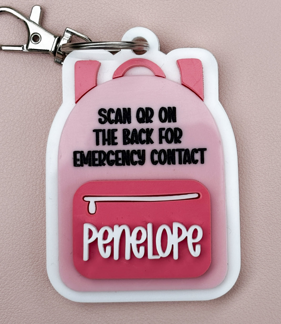 Children's emergency contact bag tags