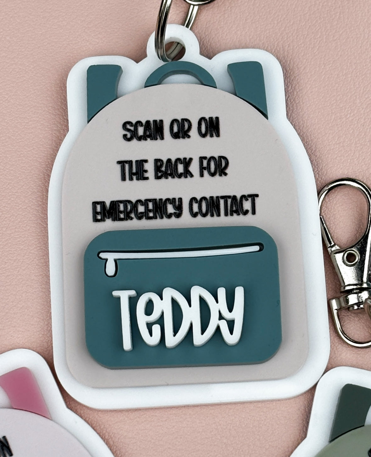 Children's emergency contact bag tags