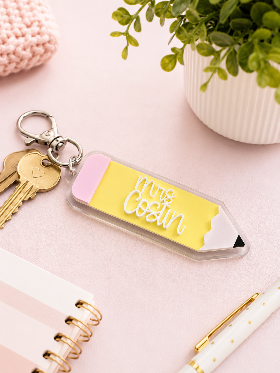 Personalised acrylic pencil keychain teacher appreciation gift