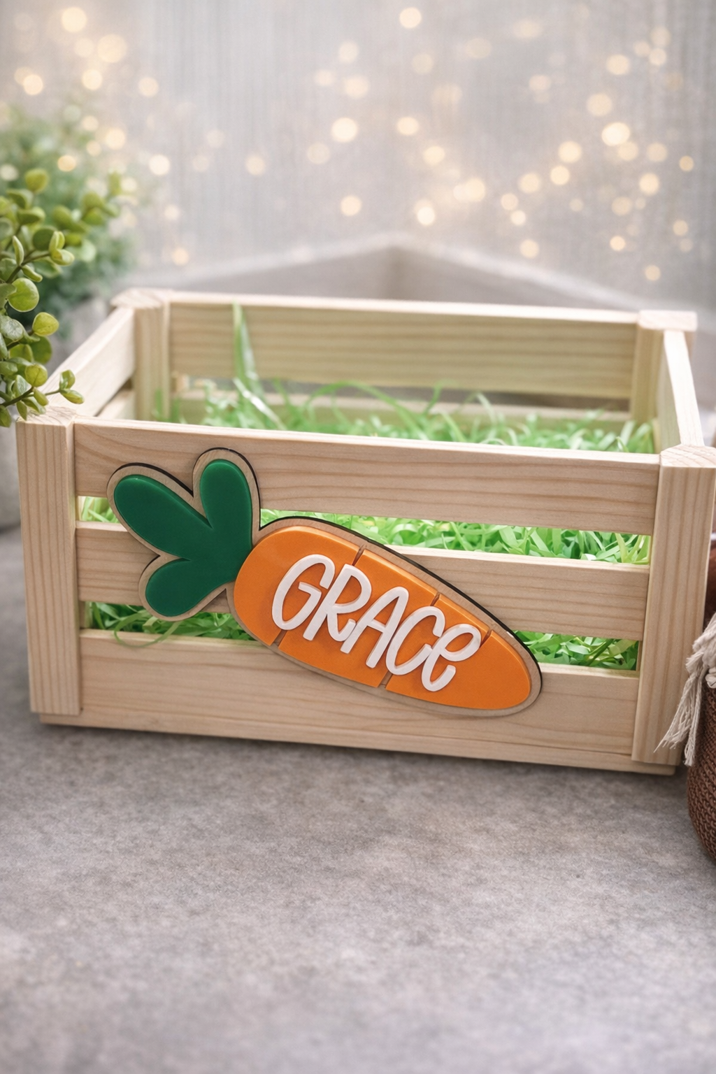 Personalised Easter Crate | Wooden Easter Basket | Custom Easter Gift Box for Kids
