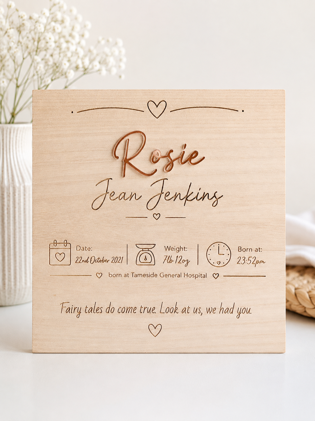 Personalised Baby Keepsake Box | Baby Memory Box with Birth Details
