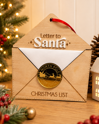 Wooden Letter to Santa holder hanging Christmas decoration