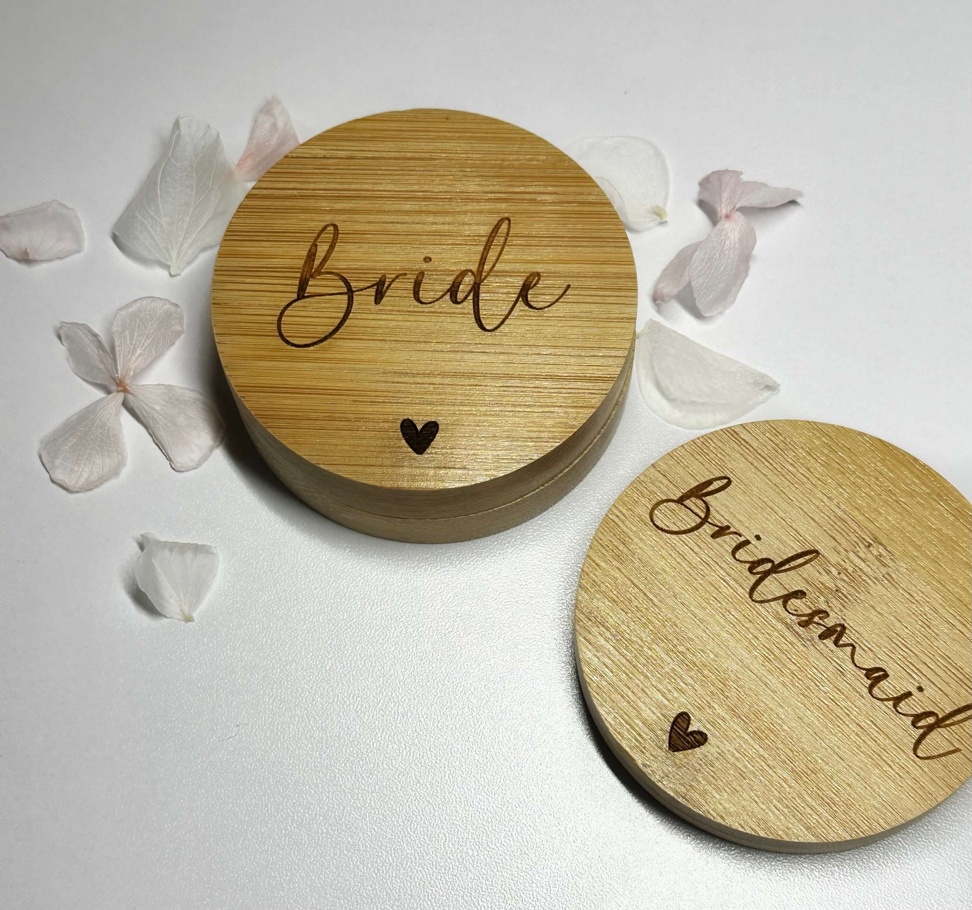 Personalised wooden pocket mirror for Bridesmaid.