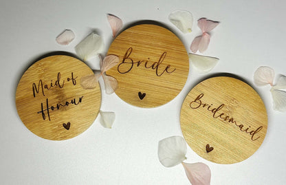 Personalised wooden pocket mirror for Bride.