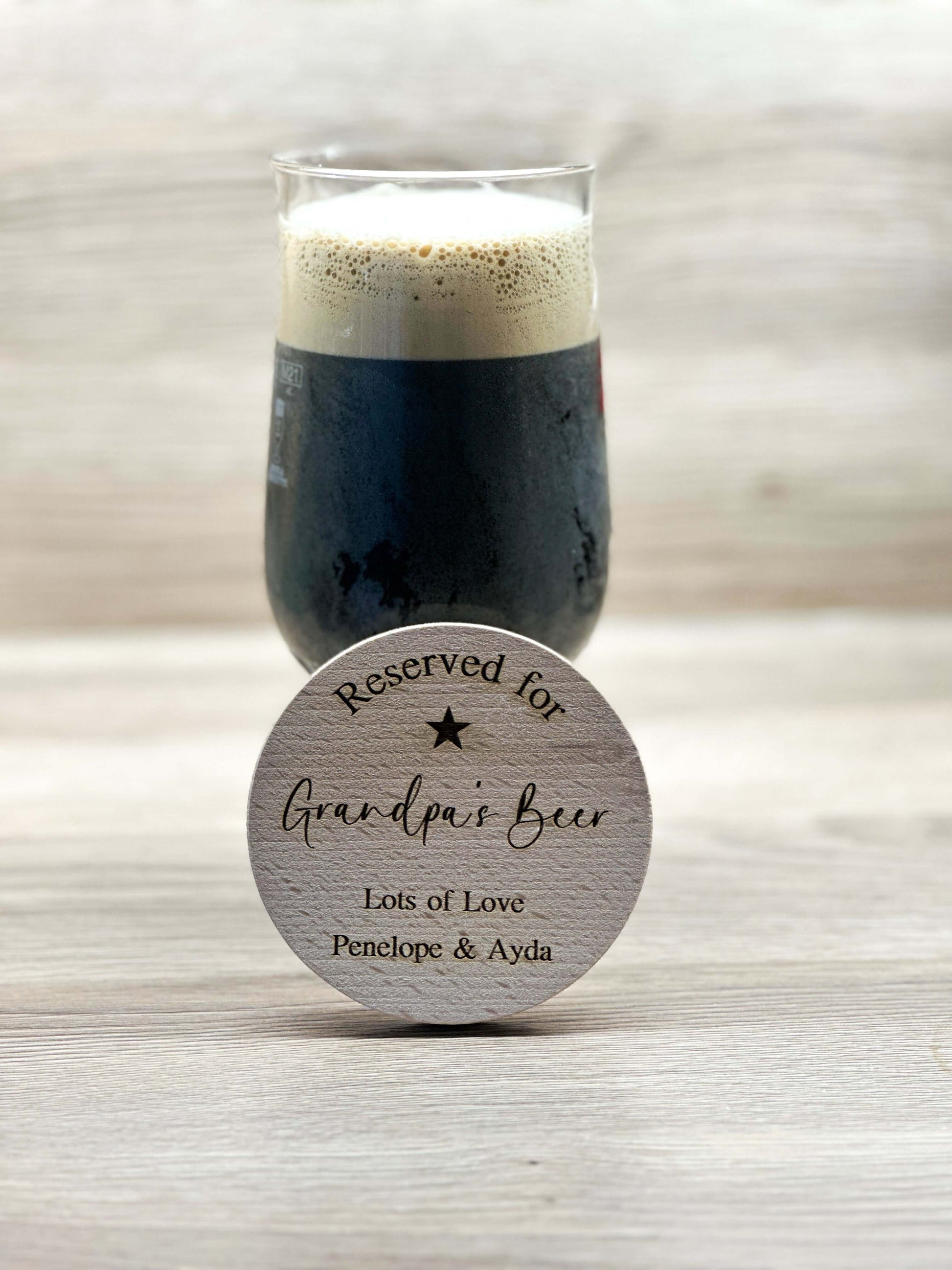 Personalised wooden bottle opener and coaster in one with a customised engraved message for him. 