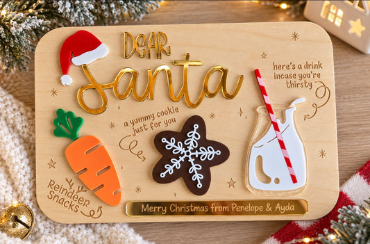 Personalised Christmas Eve Santa treat board with child's names
