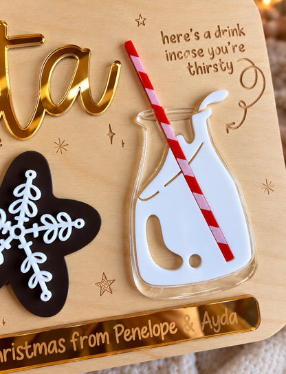 Christmas Eve Santa treat board with gold Dear Santa acrylic detail