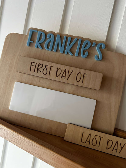 First and last day personalised back to school memory board