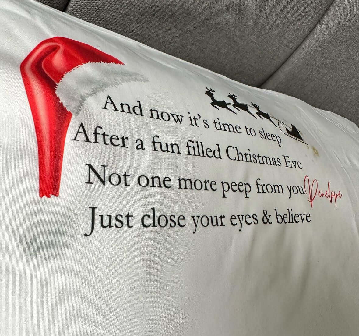 Personalised childrens Christmas eve pillow