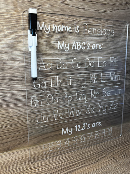 Handwriting practice board