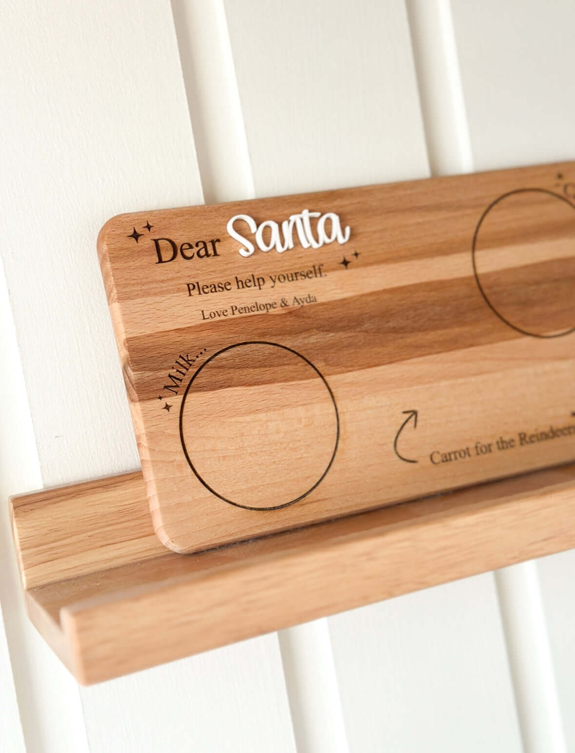 Personalised wooden Santa's milk and cookies board 