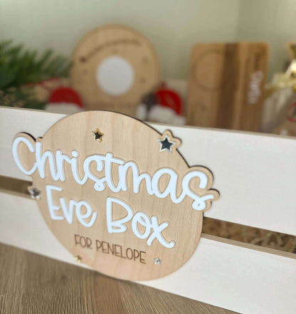 Personalised wooden Christmas Eve crates 