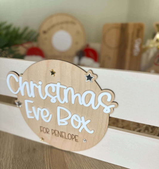 Personalised wooden Christmas Eve crates 