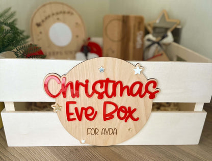 Personalised wooden Christmas Eve crates 