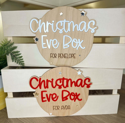 Personalised wooden Christmas Eve crates 