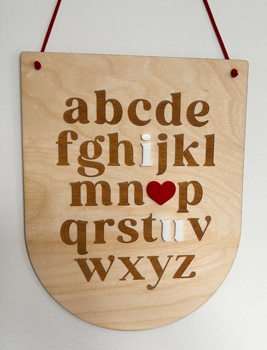 Alphabet I love you wall hanging
