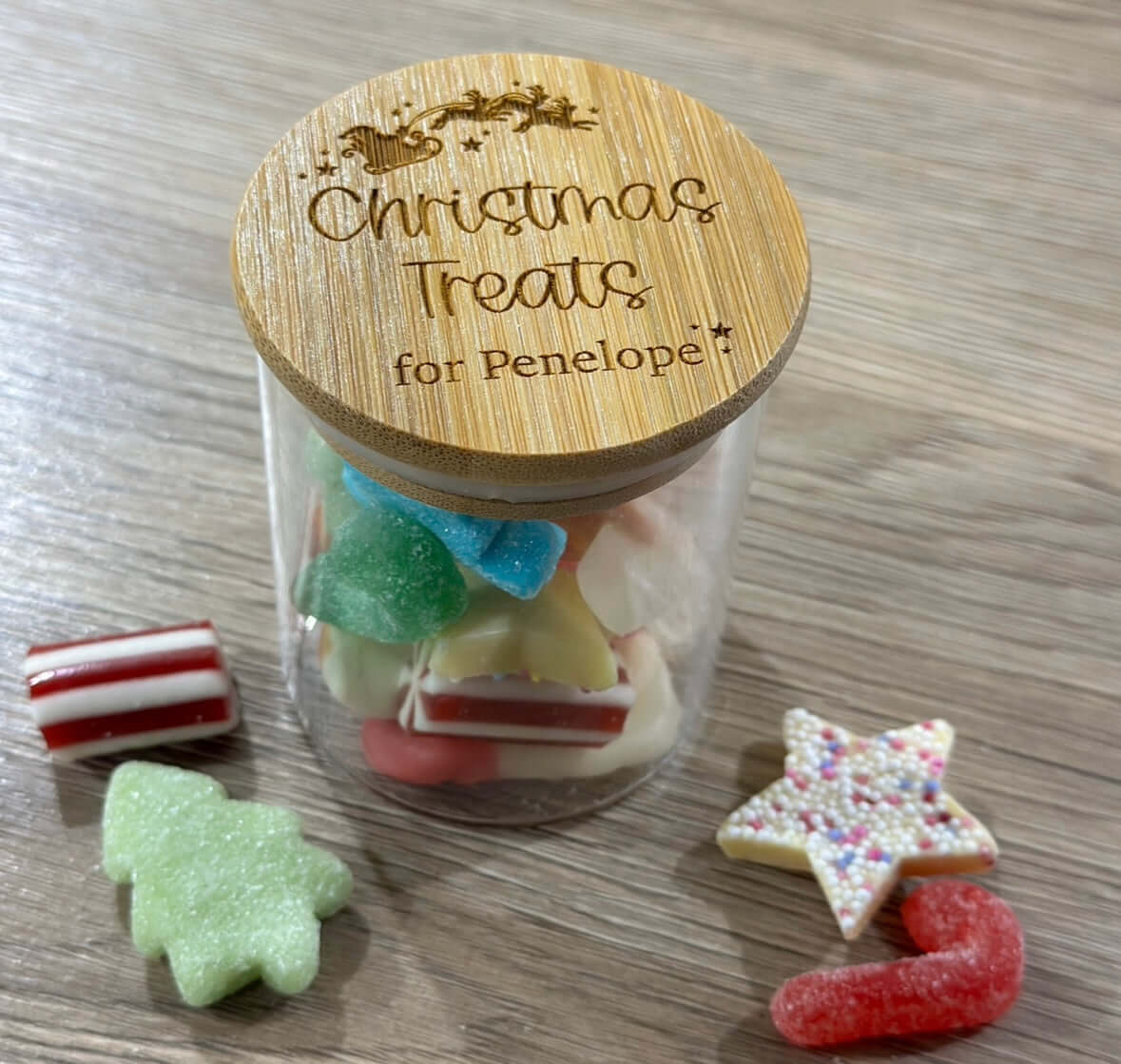 Personalised Christmas sweets jars, Christmas eve box