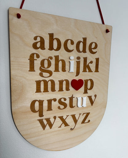 Alphabet I love you wall hanging