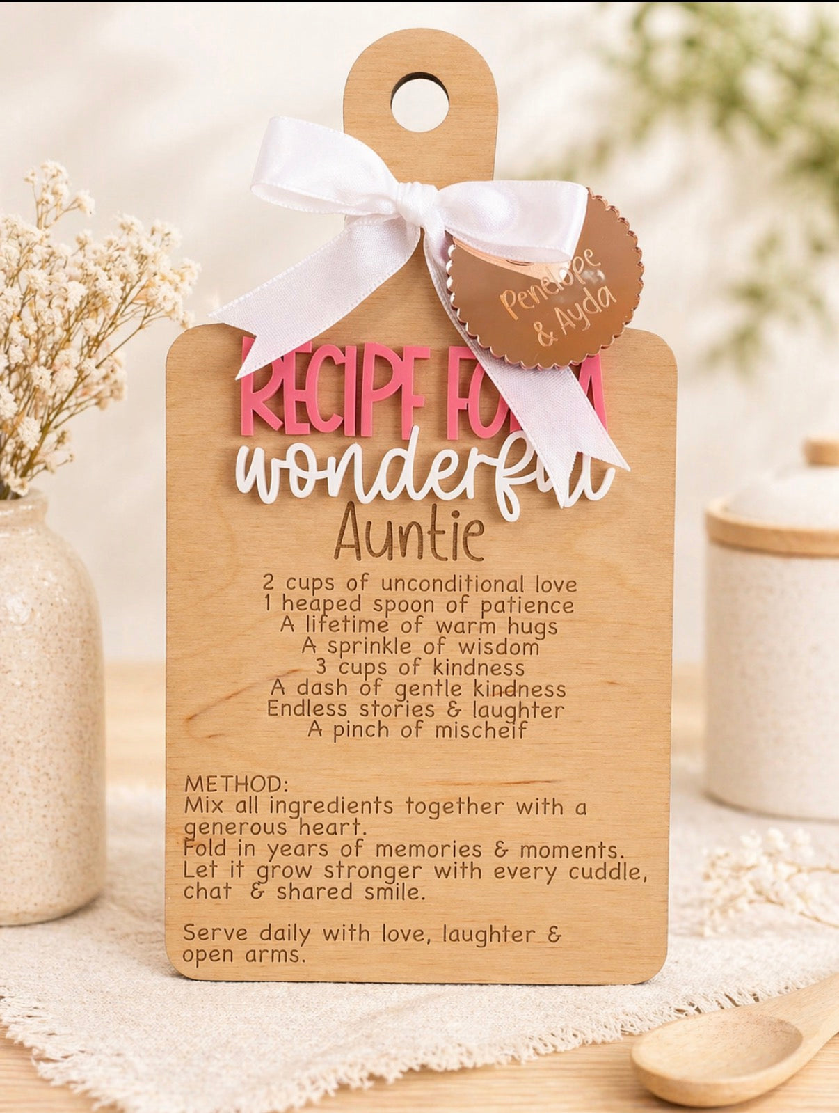 Personalised wooden Grandma recipe keepsake gift from grandchildren