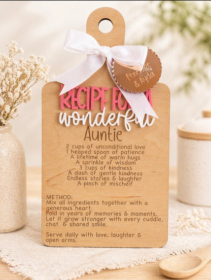 Personalised wooden Grandma recipe keepsake gift from grandchildren