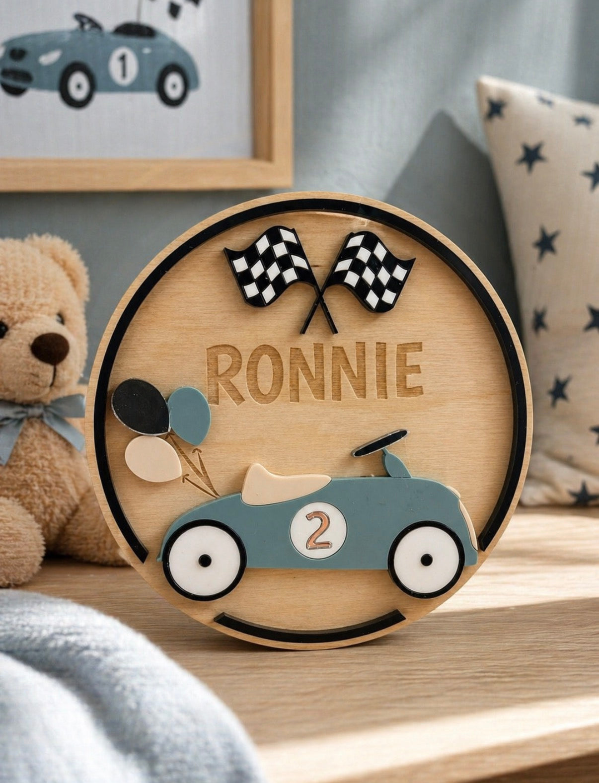 Personalised Vintage Car Name Plaque | Kids Bedroom Sign