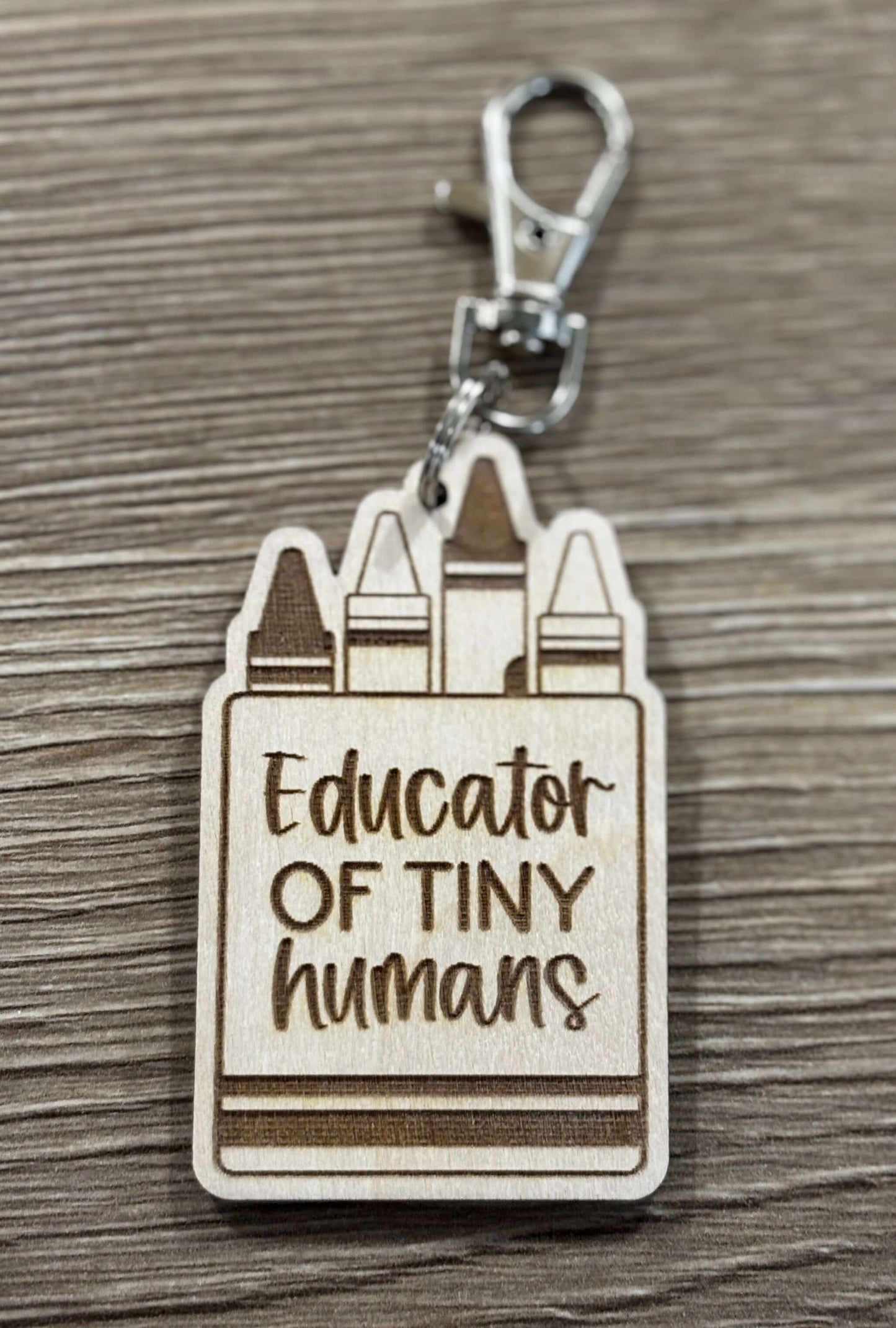 Educator of tony humans wooden keyring as a gift for nursery worker