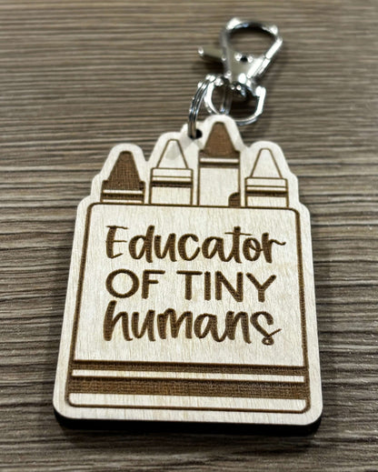 Educator of tony humans wooden keyring as a gift for nursery worker