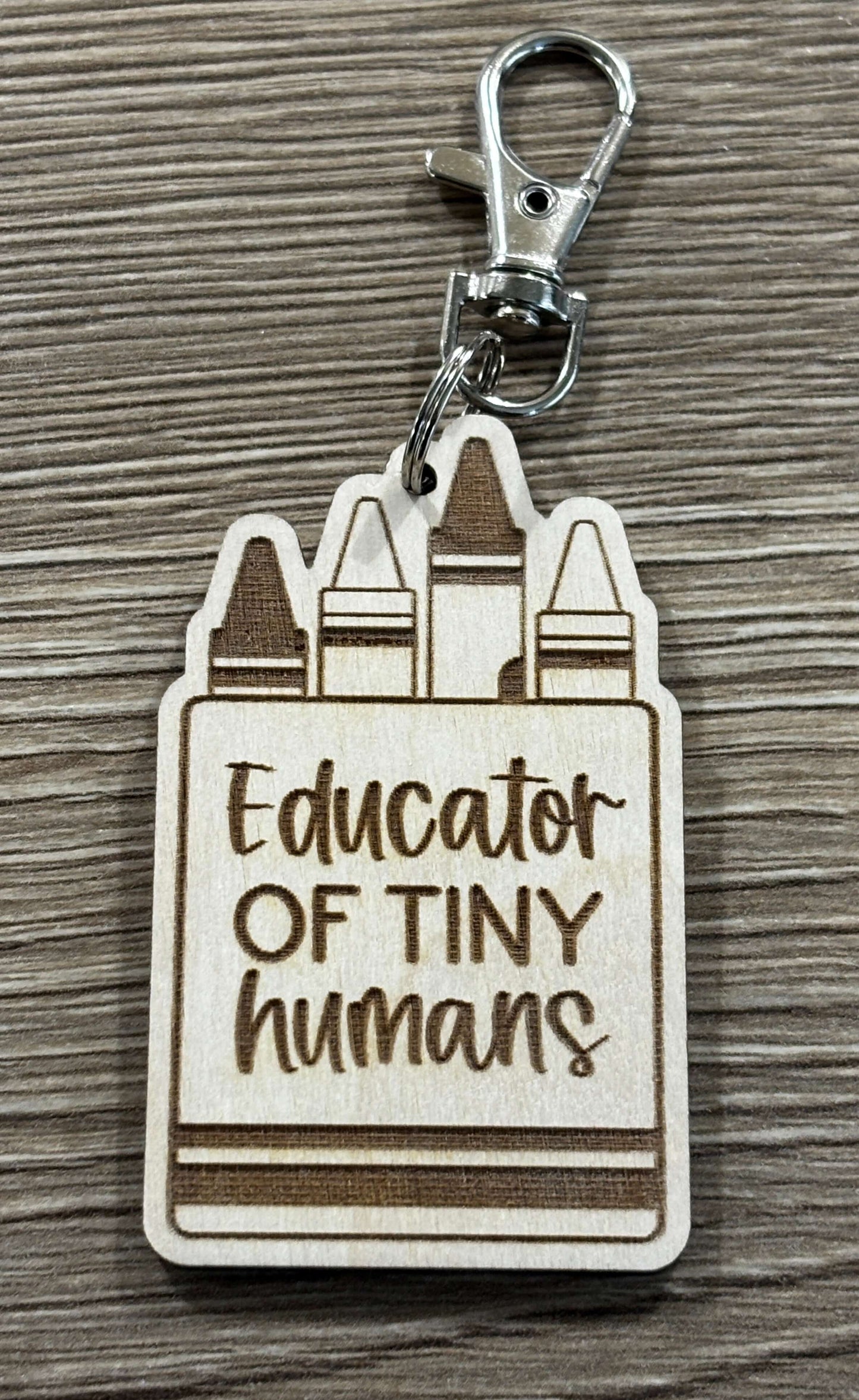 Educator of tony humans wooden keyring as a gift for nursery worker