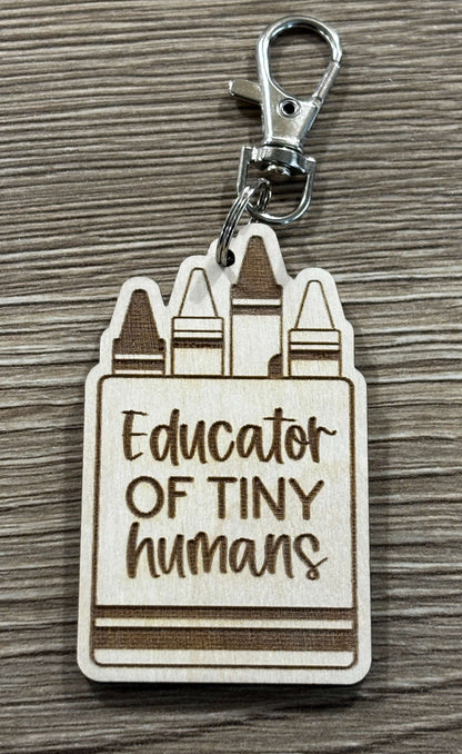 Educator of tony humans wooden keyring as a gift for nursery worker