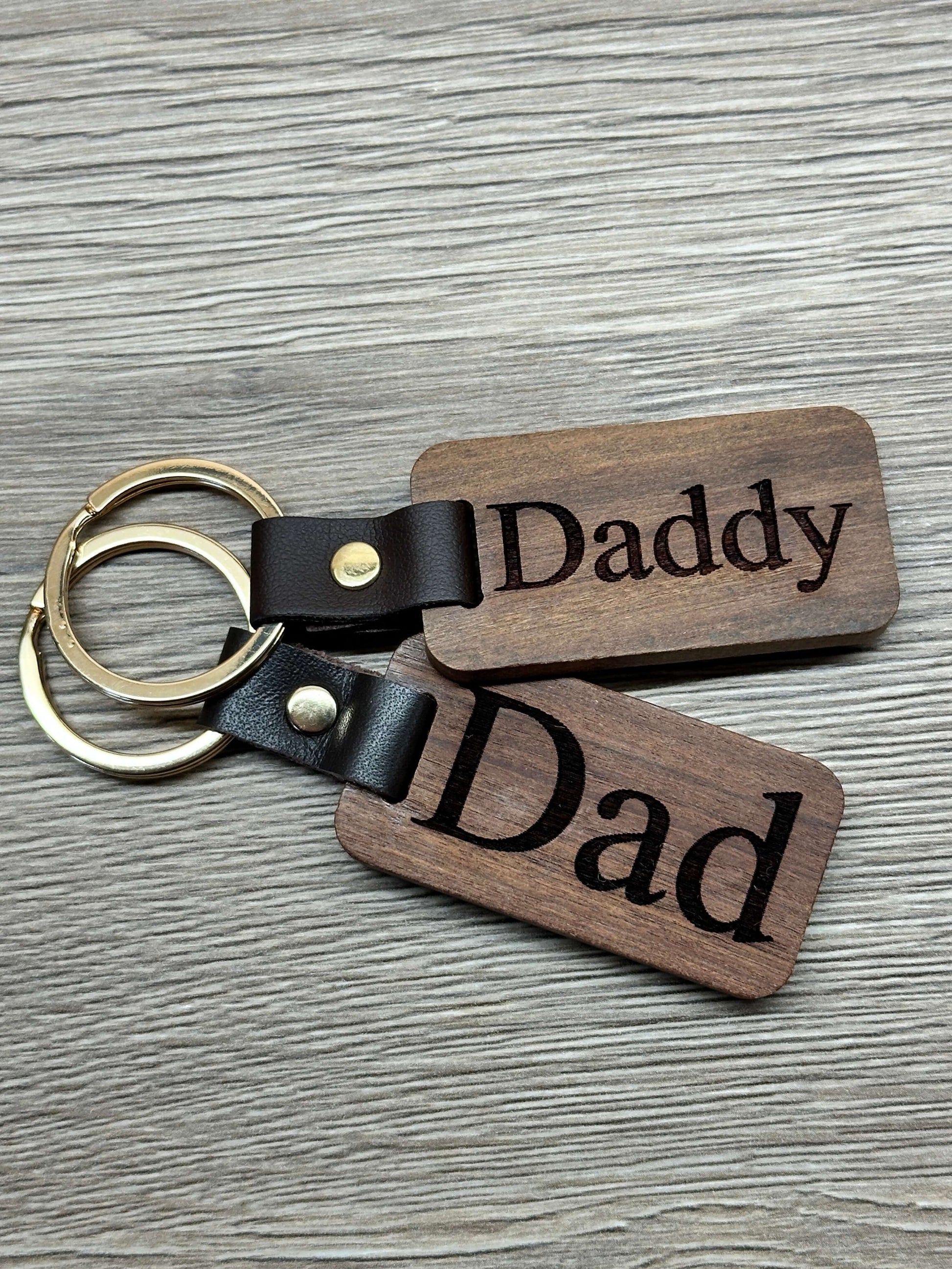 Father's Day keyring. Gifts for Dad. Wooden keyring. Can be personalised with any name or message. 