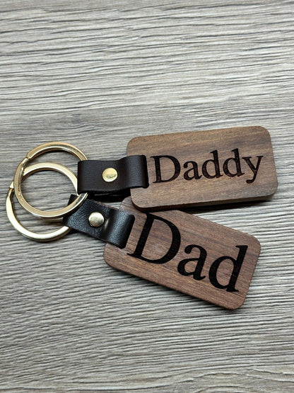 Father's Day keyring. Gifts for Dad. Wooden keyring. Can be personalised with any name or message. 