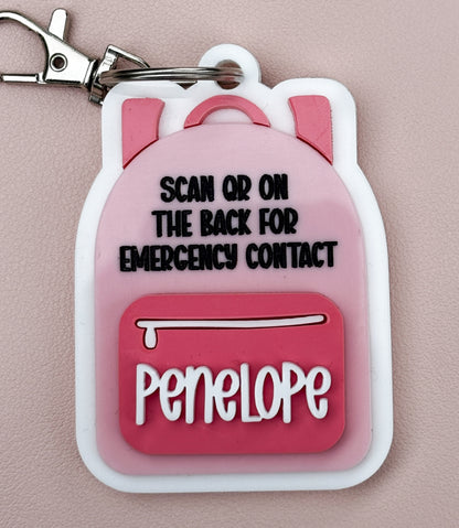 Children's emergency contact bag tags