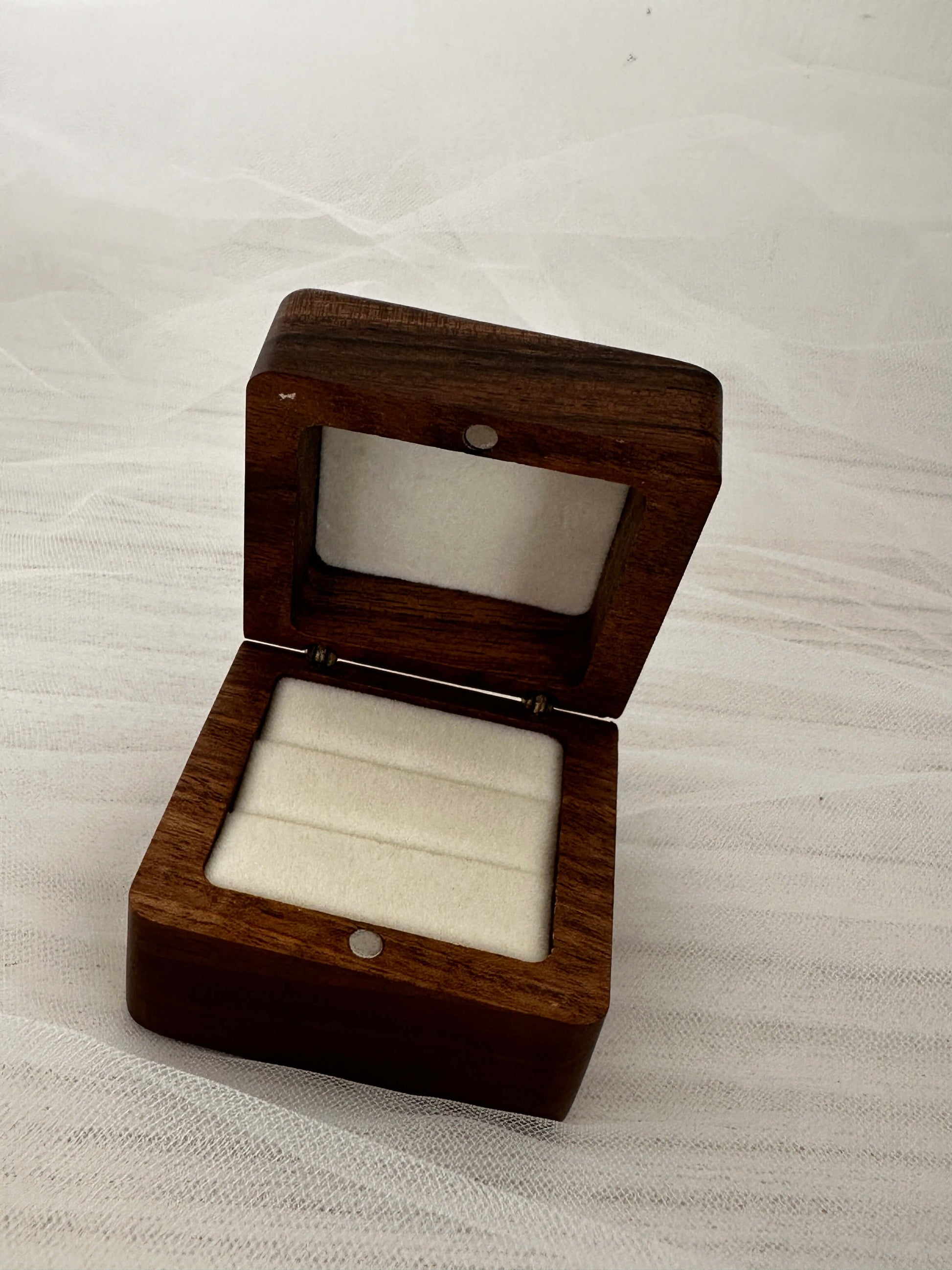 walnut, engraved, personalised double wedding ring box