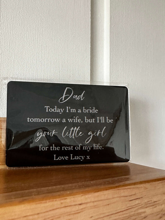 Personalised wallet cards for father of the bride