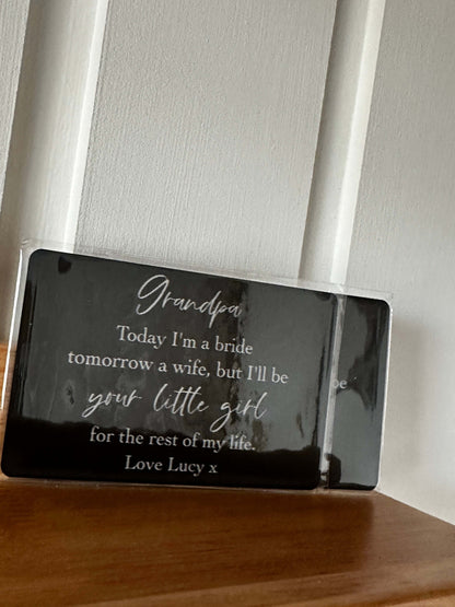 Personalised wallet cards for father of the bride