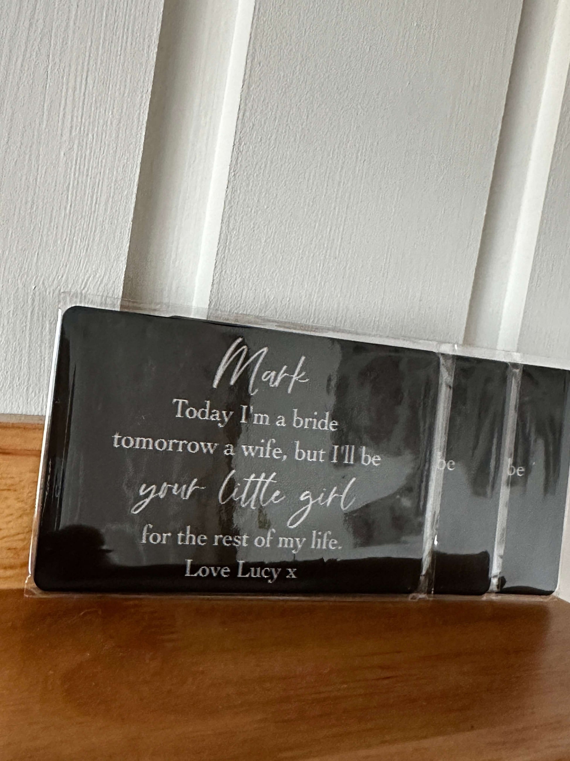 Personalised wallet cards for father of the bride