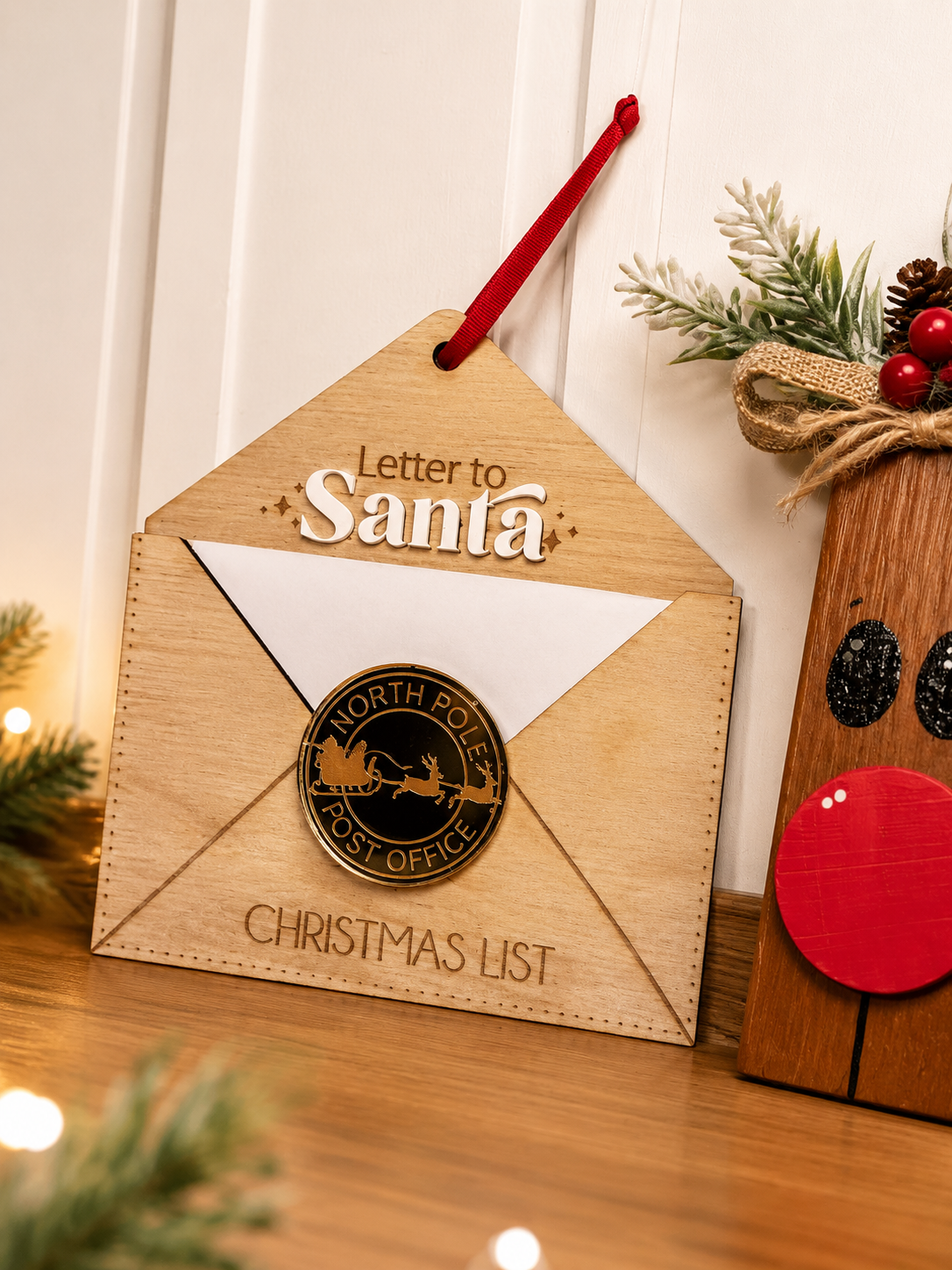 Personalised Letter to Santa Christmas list holder with North Pole seal