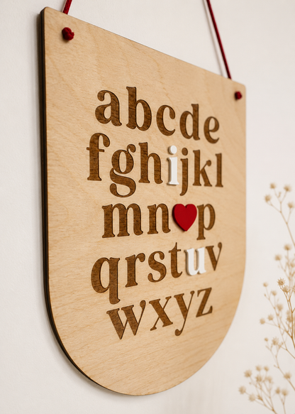 Personalised Wooden Alphabet Wall Plaque | Nursery Wall Decor | ABC Sign